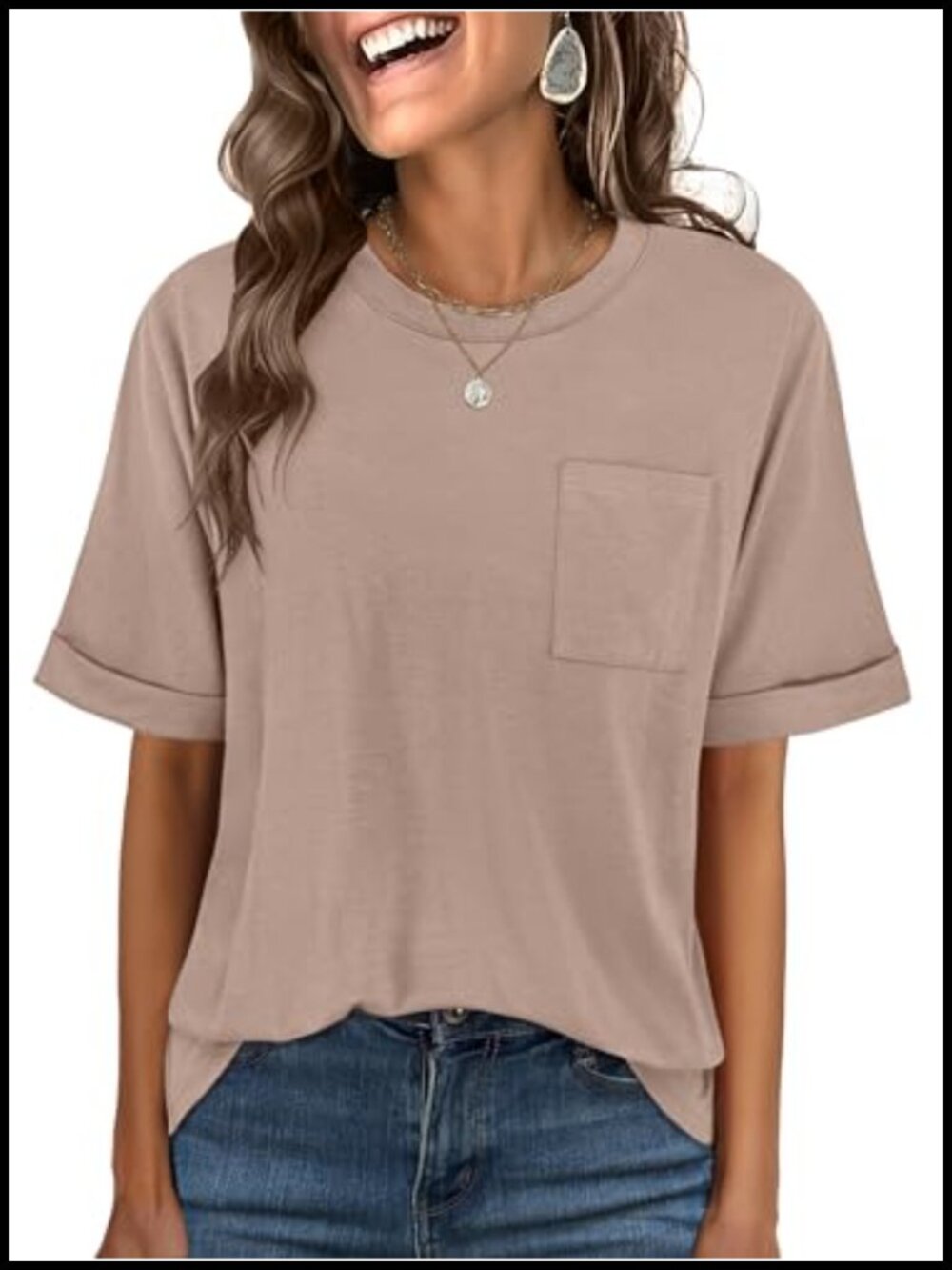Womens Oversized Short Sleeve T Shirt Crew Neck Summer Casual Top